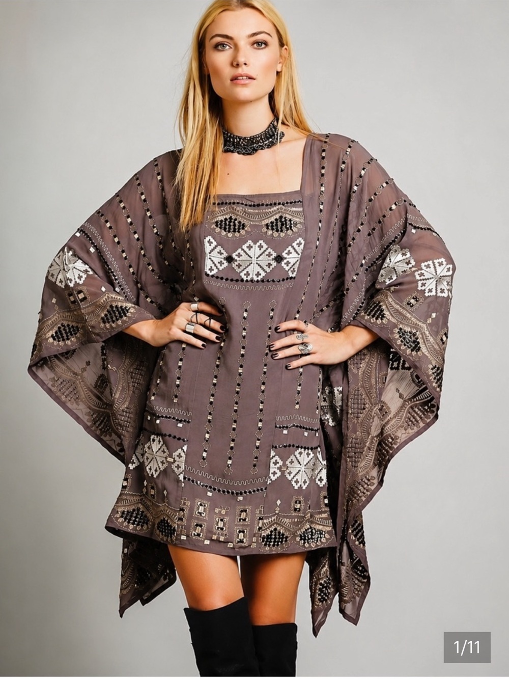 Rare Free People One LIMITED Collection Beaded Embroidered dress